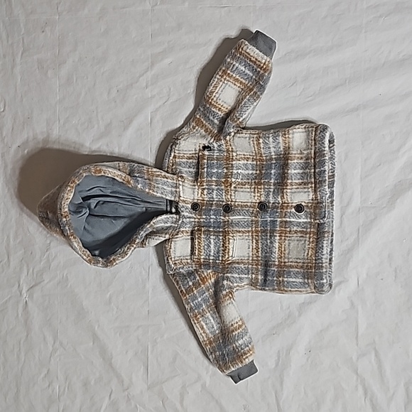 baby b'gosh Baby 3 Month Brown Plaid 2 Pockets Hooded Lined Button Front Jacket - Picture 14 of 14